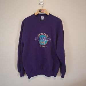 Jerzees Purple Hard Rock Cafe Las Vegas Crewneck Sweatshirt